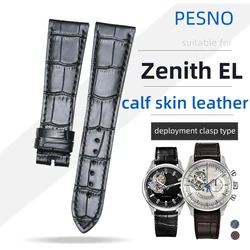 Suitable for Zenith EL PRIMERO Men Watch Genuine Calf Skin Leather Bamboo Grain 21mm22mm Bands Black Dark Brown Blue Straps