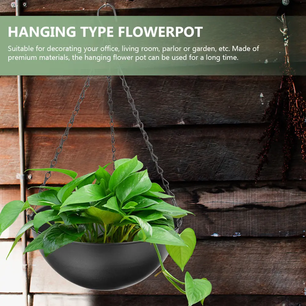 

Черная металлическая подвесная корзина для цветов, прочная современная подставка для растений, декоративная, для балкона, сада, улицы, подвесные корзины