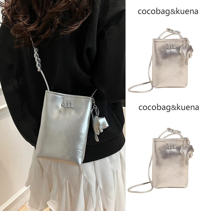 

Summer New Lightweight Crossbody Silver Mobile Phone Bag for Women Small Cact Pouch Faionable Sensation BAG & K...
