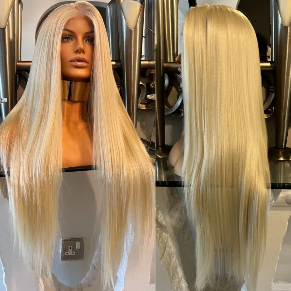 

613 Блондинка Парик Косплей Синтетические Парики Фронта Шнурка Длинный Прямой Парик Фронта Шнурка Предварительно Сорванное Термостойкое Волокно Готовое Носить