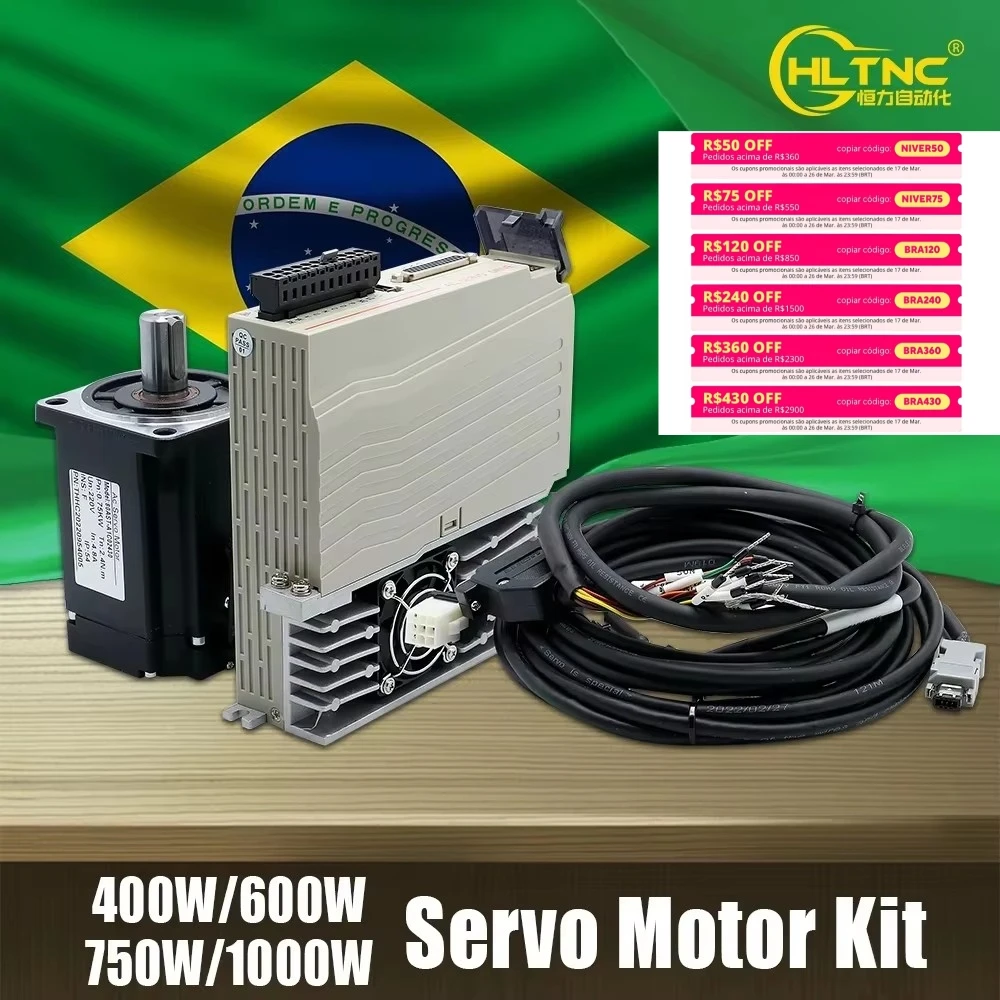 Brazil Shipped 400w 600w 750w 1000w Servo Motor Kit 2500RPM 220V 110V+ Servo Driver 3M Cables CNC Support Pulse -10-10v Analog