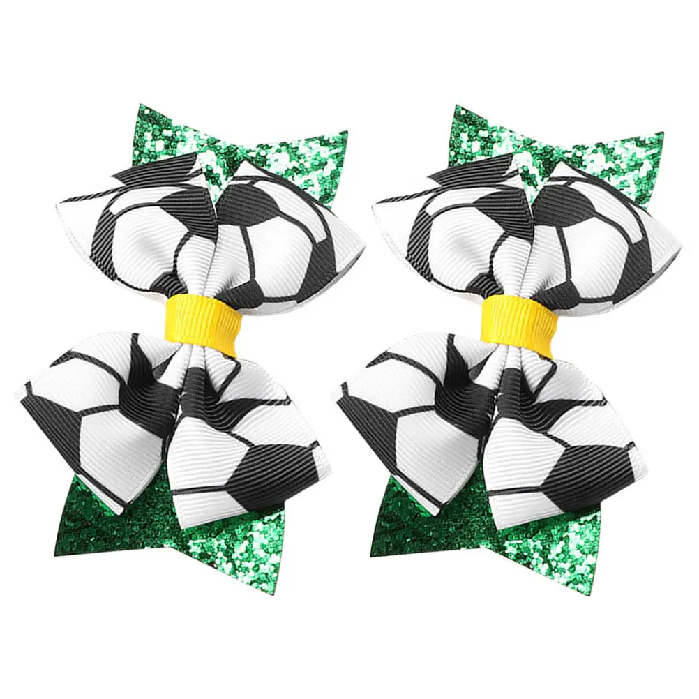 

2Pcs Bow Hair Clips Soccer Themed for Girls Lightweight Cute Hair Accessories Perfect for Sports School Events