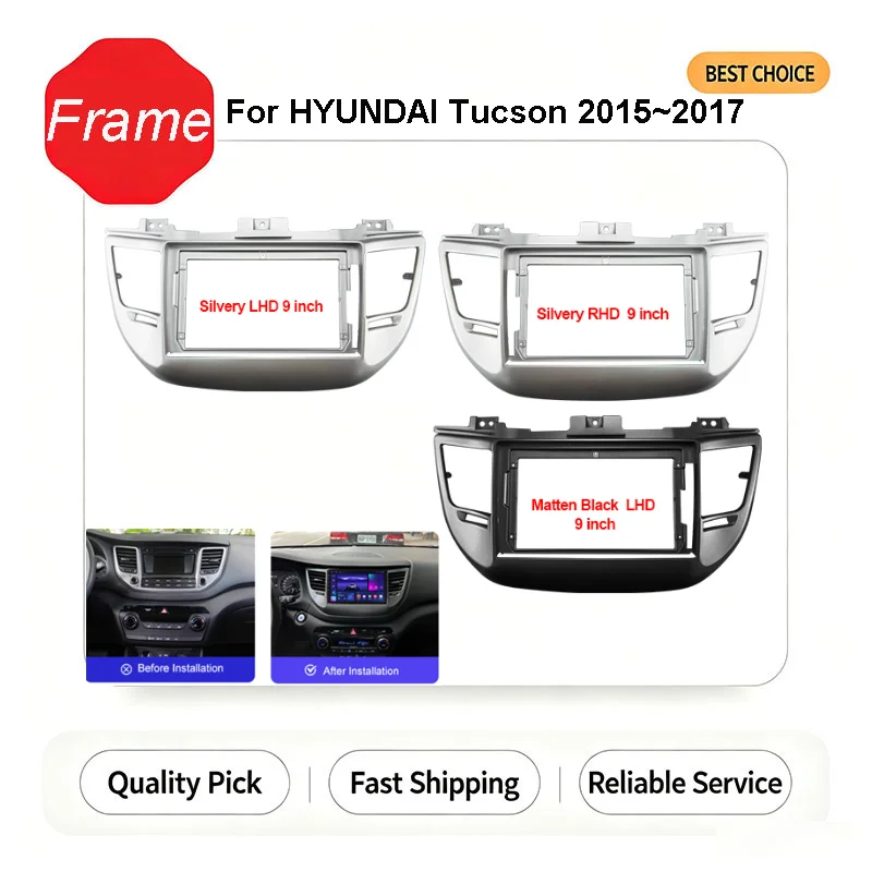 9 Inch Car Radio Fascia Dash Frame For Hyundai Tucson 2015-2017 Android Stereo Installation Panel LHD RHD Mount Kit