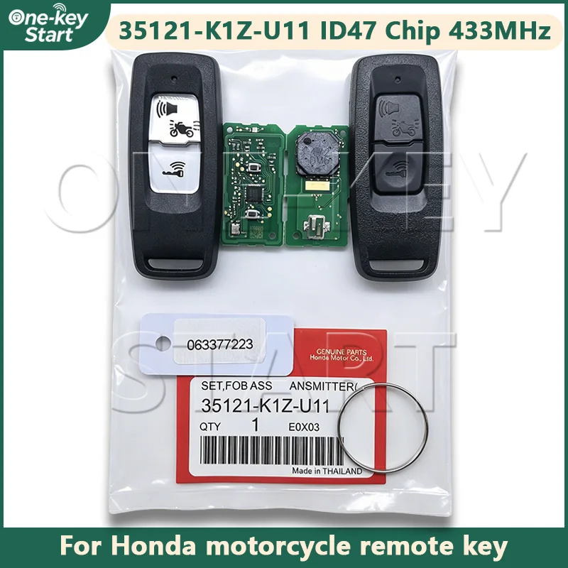 35121-K1Z-U11 ID47 Chip 433MHz Motorcycle Remote Key For Honda Motorcycle PCX160 FORZA NSS35 2021-2024【ONE-KEY START】