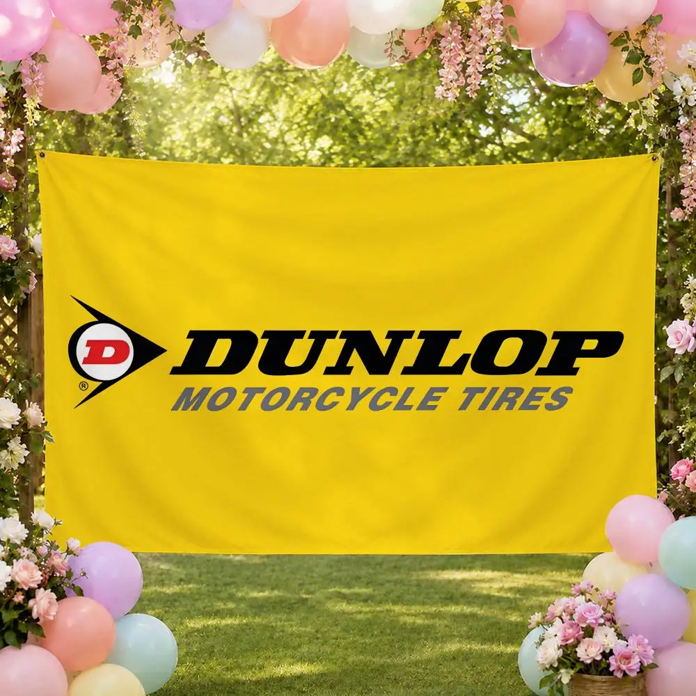 Auto Performance Dunlop Tires Flags Fan Banner Tapestry Wall Hanging Garage BarDorm Camp Party Outdoor Home Decor Gift