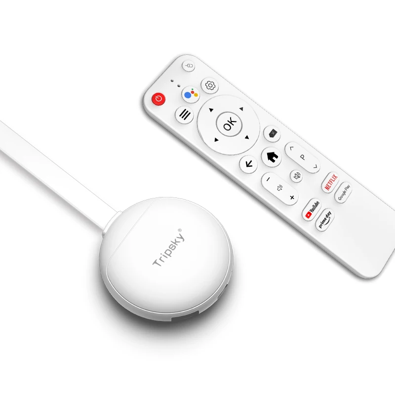2026Tripsky Manufacturer Wholesale RK3518 Android 14.0 Smart Tv Stick 8K UHD Dual Band WiFi Voice Control TV Dongle