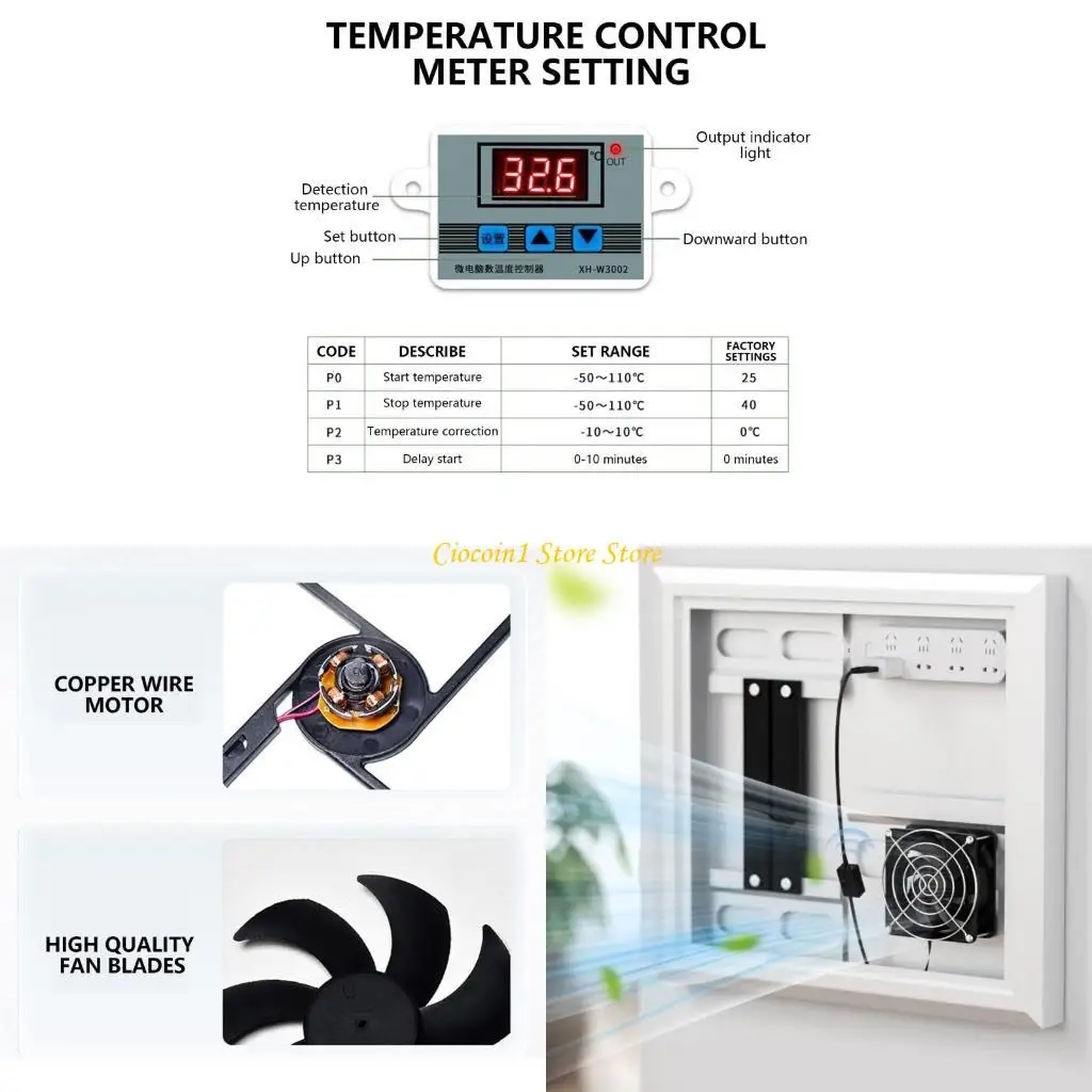 

A3PC Three-speed USB Quiet 80mm Cabinet Fan with Temperature Control for AV Cabinets