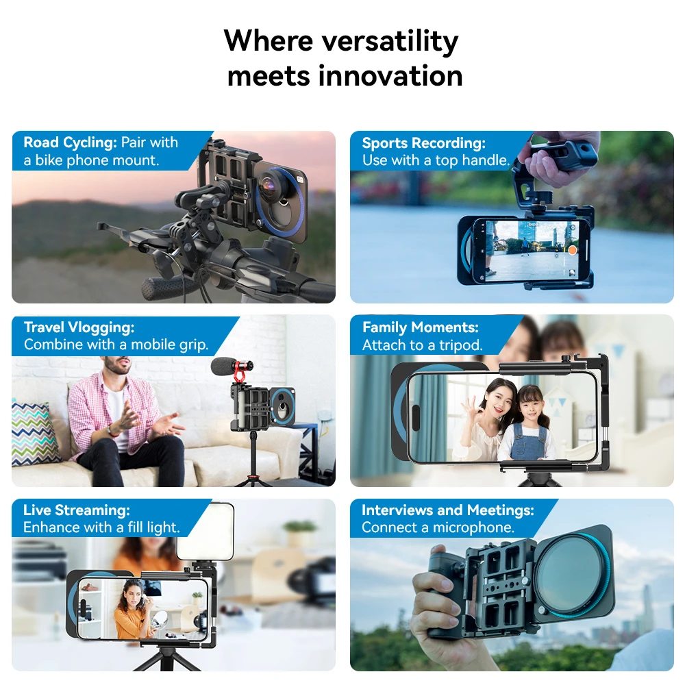 APEXEL-Kit de vídeo Universal de Metal para teléfono inteligente, jaula para Vlog, estabilizador de teléfono multifuncional para iPhone y Android