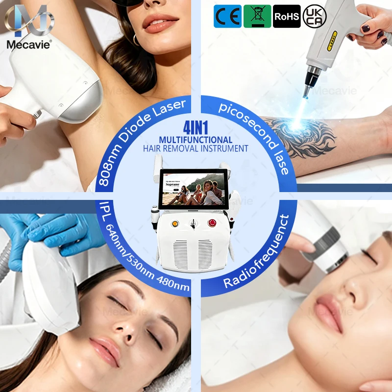 2026 4-In-1 Diode Ice Titanium Laser Hair Removal Machine 4000W 755 808 940 1064nm Body Hair Removal with 4 Wavelength Options