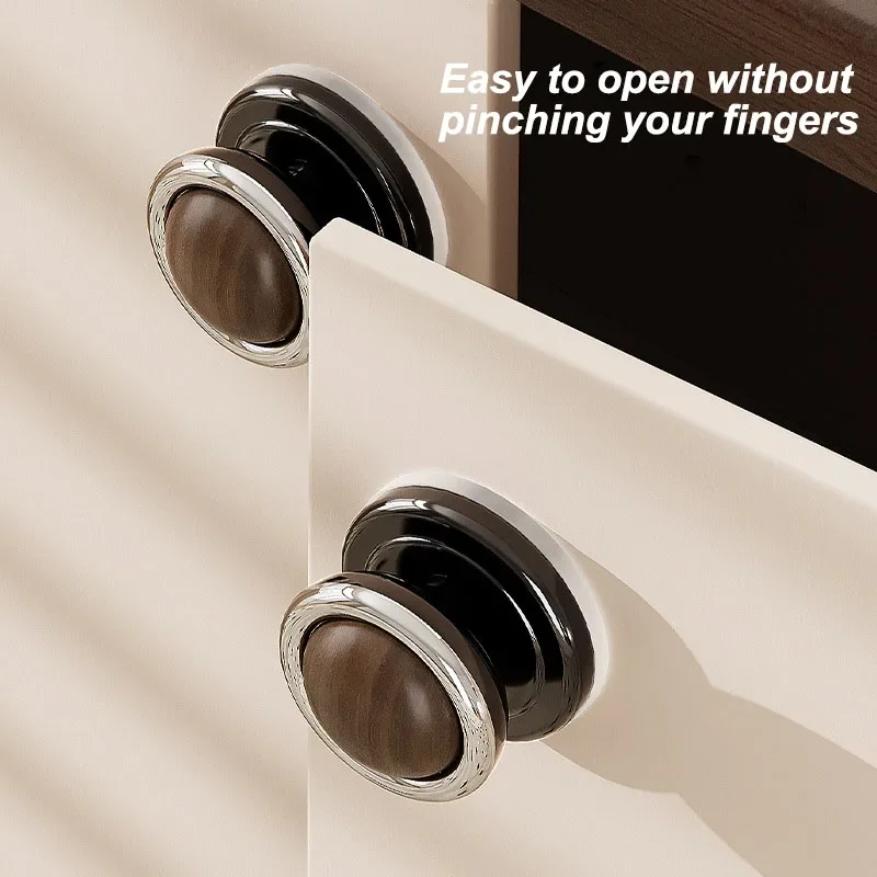 

1Pc/2Pcs Strong Adsorptio Hole-Free Door Handle Home Accessories Movable Suction Cup Puller Walnut Wood Door and Window Handles