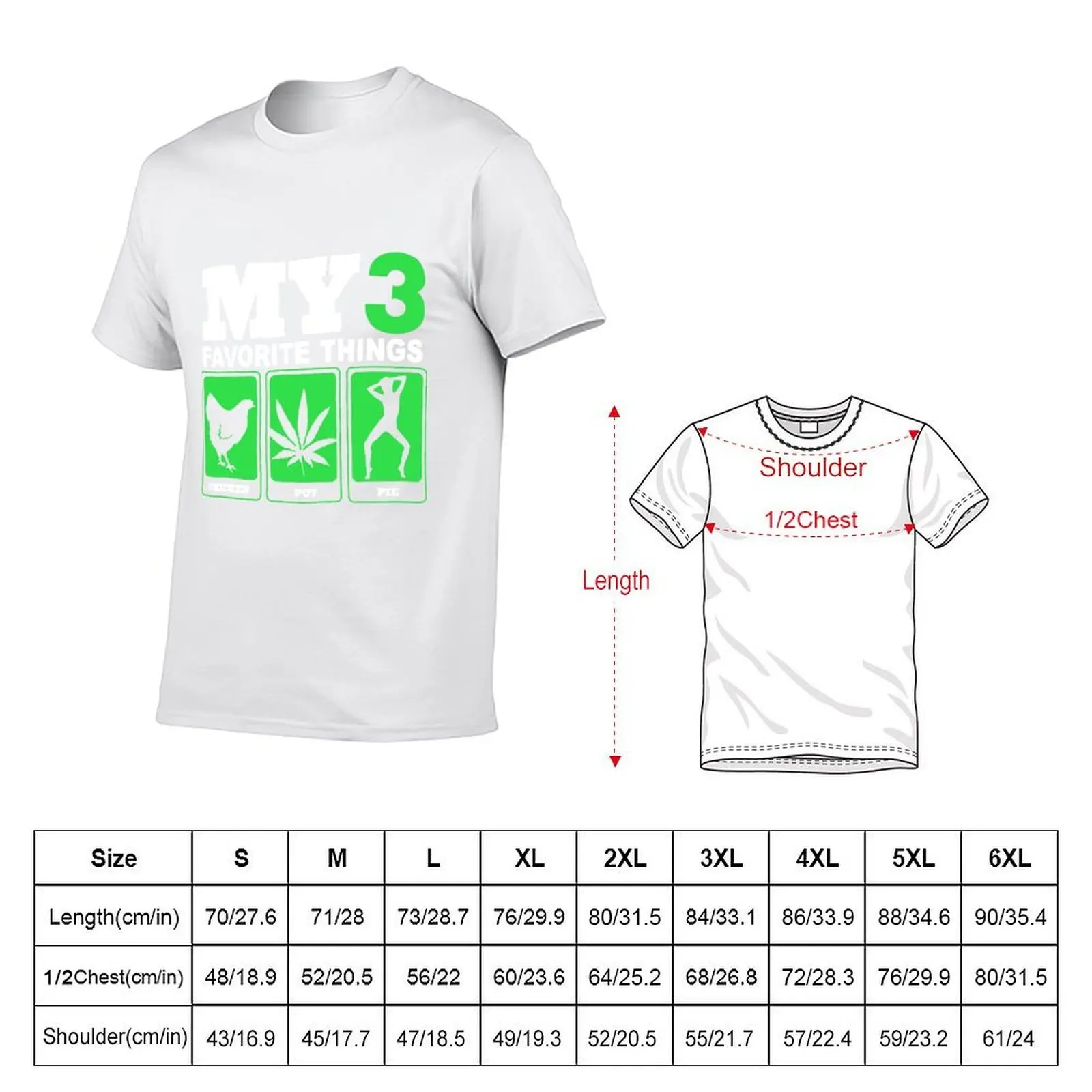 My 3 Favorite Things Chicken Pot Pie Weed T-Shirt t shirt for man cotton t shirts man 100% man tshirt T-shirt