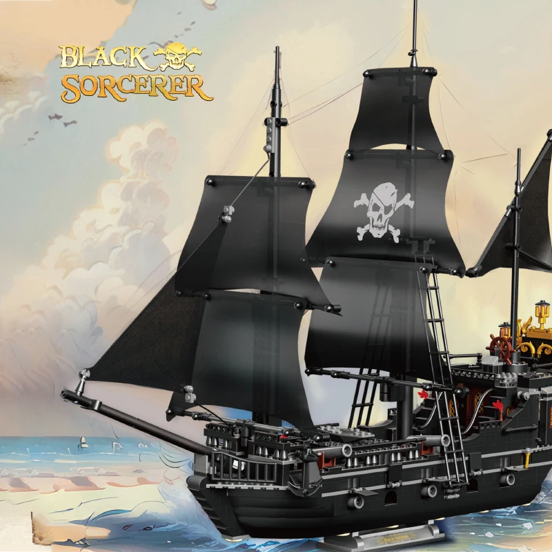 Creative Black Wizard Pirate Ship Model Building Blocks Mini Brick Toys MOC  Assembly Educational Decor Sets For Kids Boys Gifts