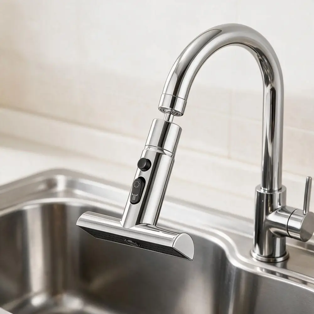 3 Modes Swivel Kitchen Filter Faucet 360-degree Rotation with Dirt-trapping Filter Waterfall Kitchen Faucet Extender Large Panel