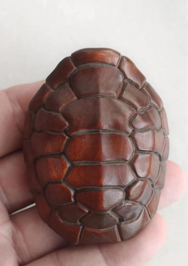 Archaize Seiko Hand-carved Boxwood Turtle Shell Desktop Decoration Small Crafts Statue Unique Home Decor