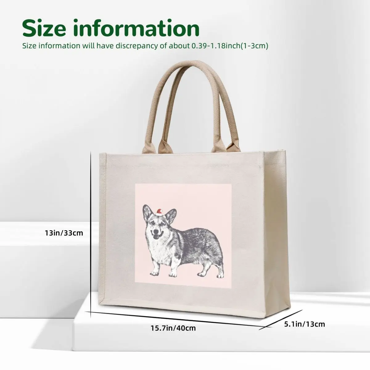 Aqua the Corgi Santa Hat (PINK) Tote Bag ecological bags large size bags cute tote bag