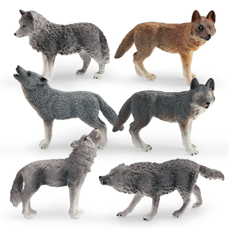 Animal World Roaring Wolf Little Grey Wolf Arctic Wolf Children\'s Cognitive Model Static Decorative Toys home accessories