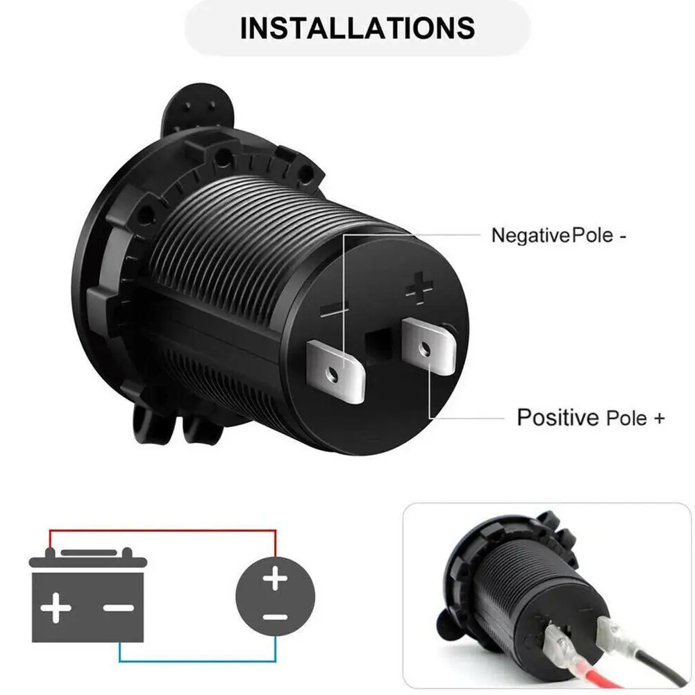 Tomada de isqueiro de carro 12V-24V plugue à prova d'água, iate marinho, motocicleta, caminhão RV ATV adaptador de tomada de energia