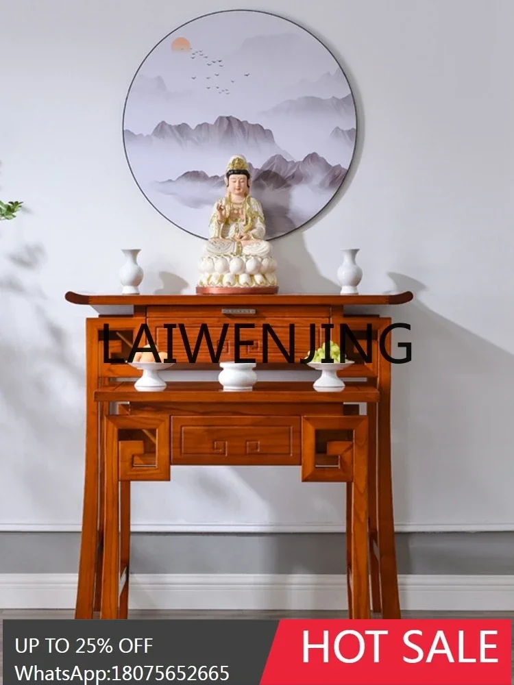 Simple solid wood Buddhist platform household strip case incense case Guanyin Buddhist cabinet God of Wealth tribute table