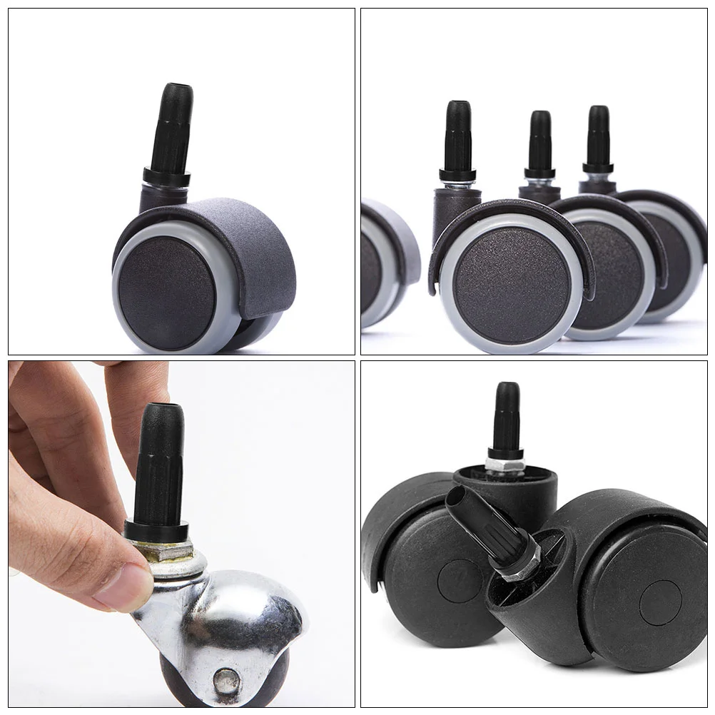 20 Pcs Swivel Socket Caster Rubber Sleeve Chair Glides Case Wheel Stopper Cover Stool Inserts for Stem Black Mounting