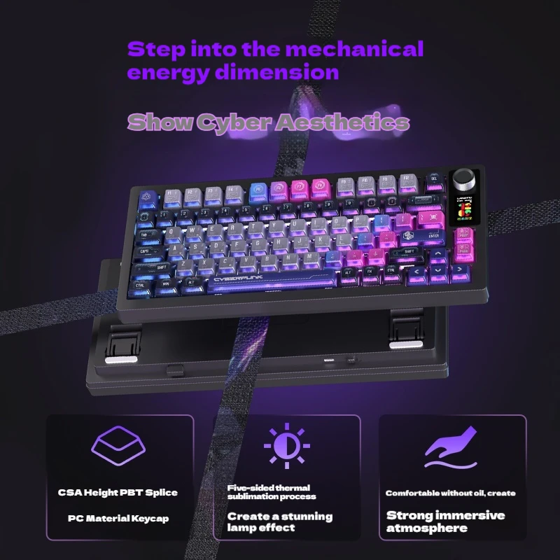 

Langtu LT75 PRO Индивидуальная механическая клавиатура Трехрежимная беспроводная киберспортивная клавиатура Цветной экран 10000 мАч Длительный срок службы батареи RGB