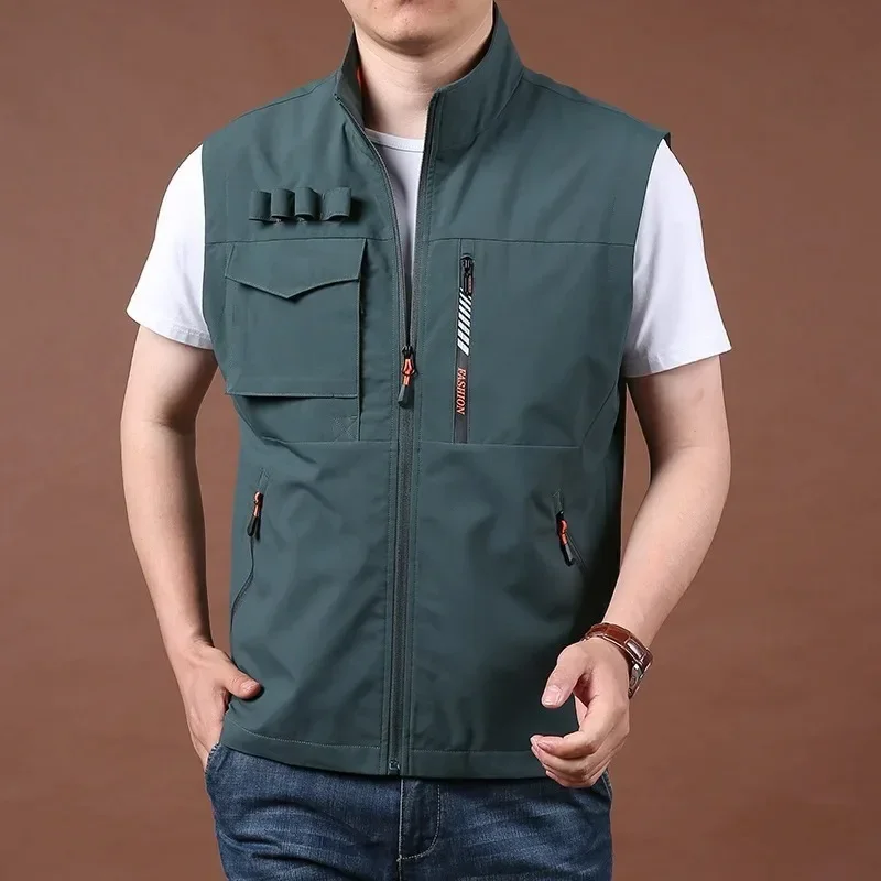 Multi-pocket Vest Sports Hunting Motorcyclist Best Fishing Clothing Multi-pockets Sleeveless Jacket Work Men Men's Vests Camping