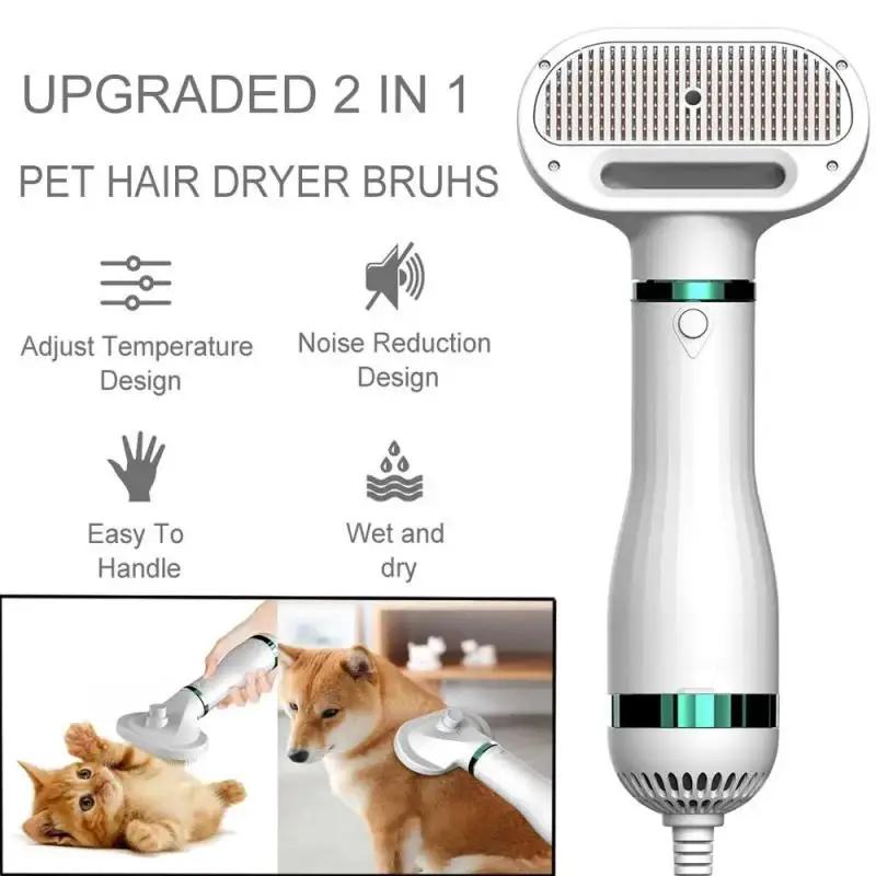 2 In 1 Pet Hair Dryer With Slicker Brush Grooming For Cat Dog Brush Professional Home Grooming Furry Drying Portable Dog Blower