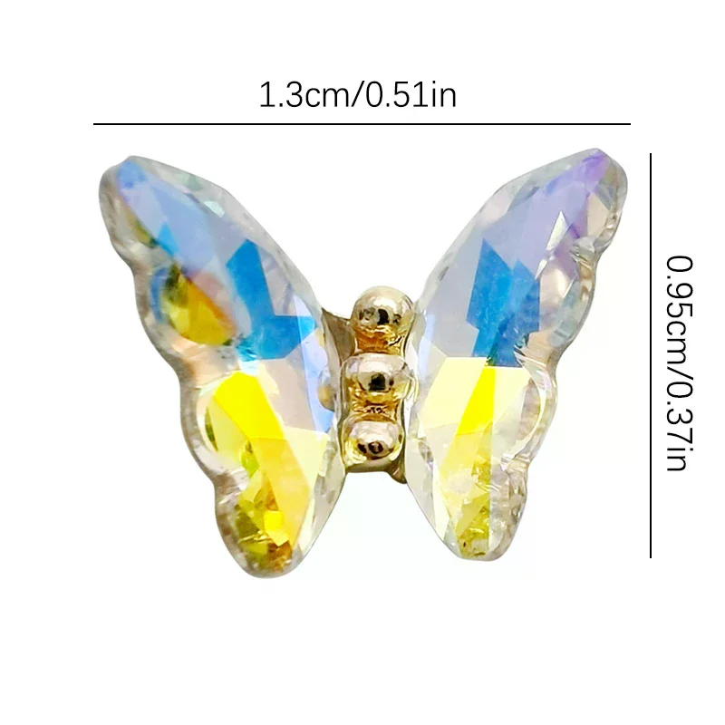 5 قطع الفاخرة كريستال فراشة مسمار الفن سحر 3D اليابانية سبيكة ربطة القوس فيونكة مجوهرات مسمار حجر الراين الديكور DIY الملحقات