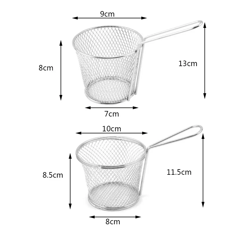 Stainless steel 304 fries basket Chef basket Oil grid round mesh leak Kitchen gadget fried basket kitchen tool sifter