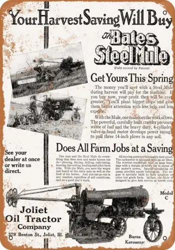 Metal Sign - 1918 Bates Steel Mule Farm Equipment - Vintage Look Reproduction