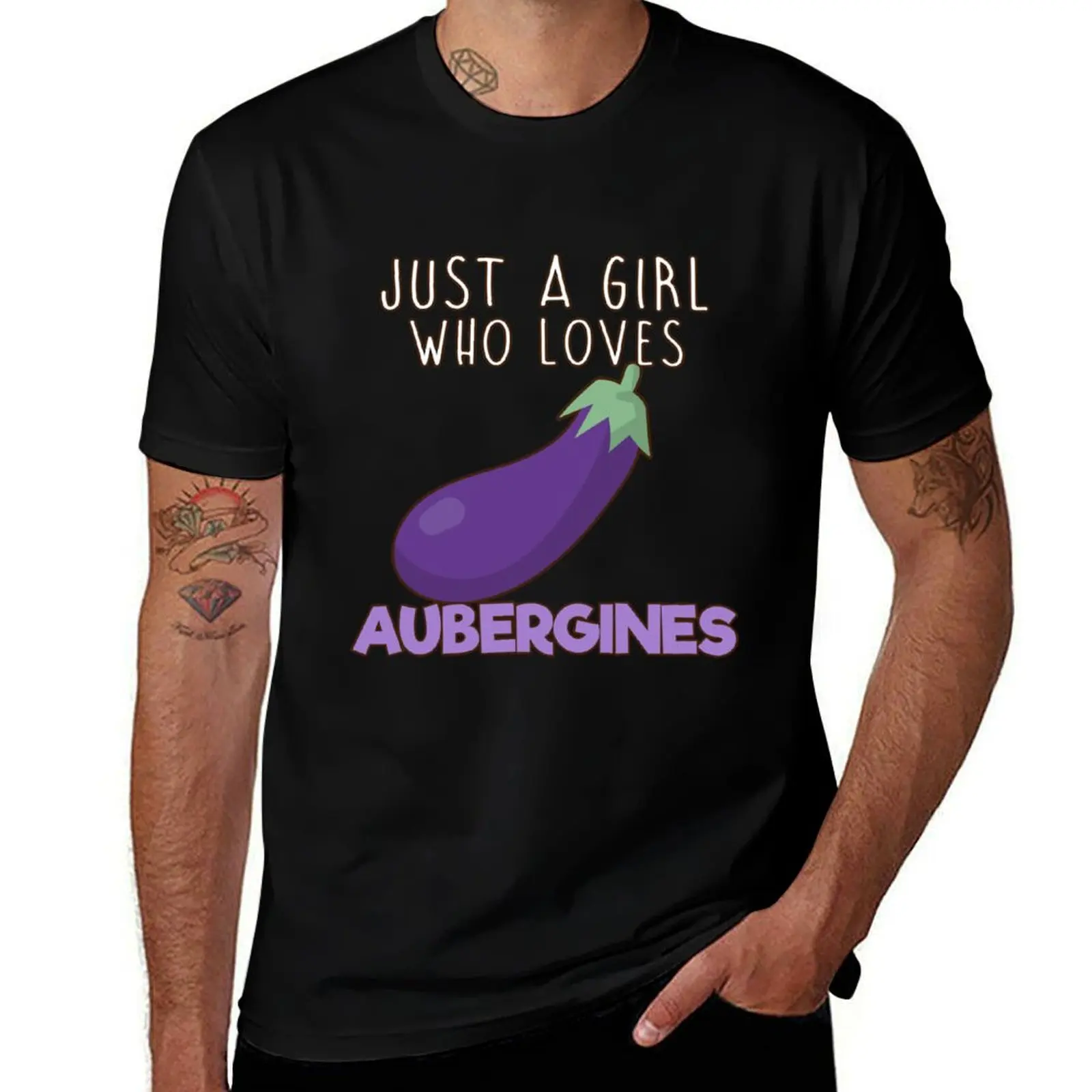 Just A Girl Who Loves Aubergines. T-Shirt anime clothes sports fans baggy shirts big and tall t shirts for men