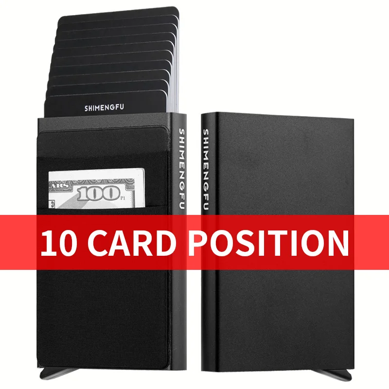 Fashion Metal Aluminum Leather ID Card Holder Multi-Function Designer Bank Card Men Wallet Business Pop-Up Cardholder Women