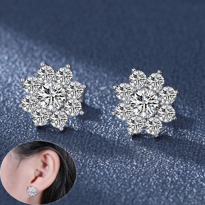 Apaison 0.5 ct Moissanite 925 Sterling Sliver Wedding Jewelry Gift Studs Earrings For Women