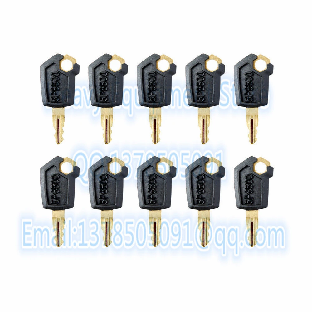 10 PCS iron Key For Caterpillar CAT Heavy Equipment Ignition Loader Excavator Dozer Metal & Plastic Black & Gold new