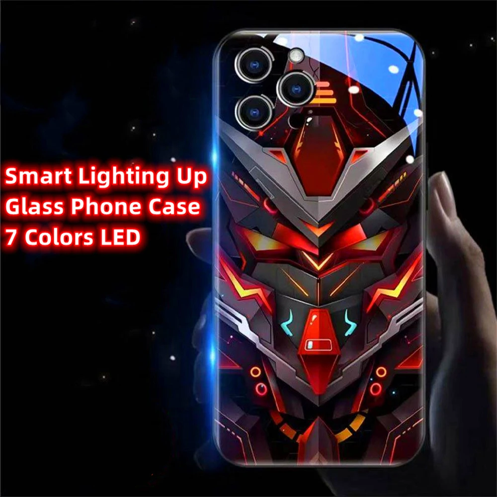 

Cool Bright Armor Smart LED Light Glow Tempered Glass Phone Case For Samsung S24 S23 S22 S21 S20 FE Note 10 20 Plus Ultra A54