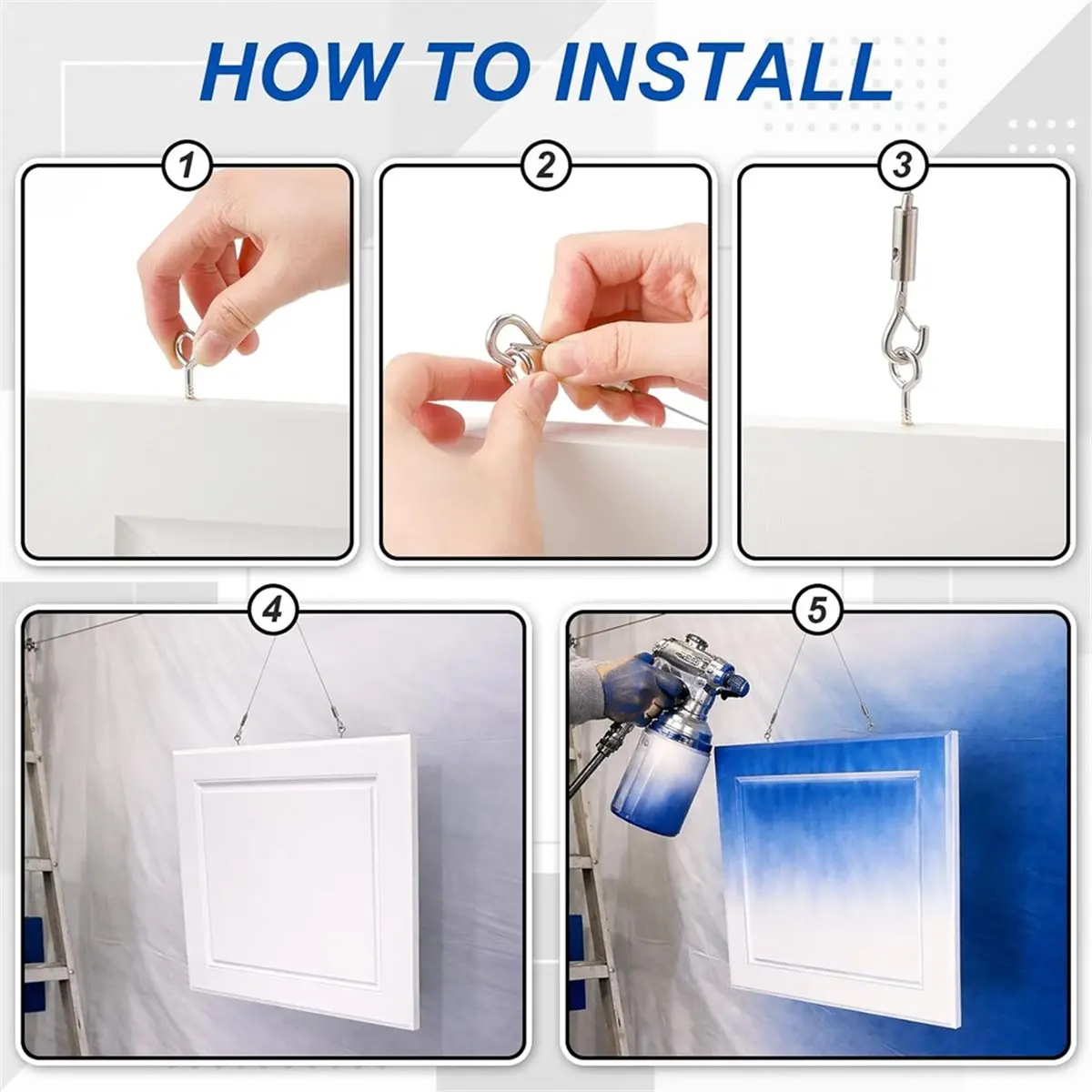 22 Pack Swiveled Cabinet Door Painting Hanger and Drying Rack Set for Efficient Painting