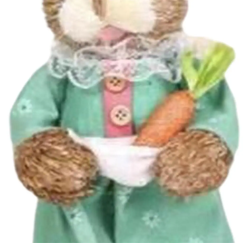 Easter Bunny Figurine Sculpture Papyrus Foam Cloth Rabbit Statue Home Desk Decor Table Centerpiece Spring Shelf Ornament for