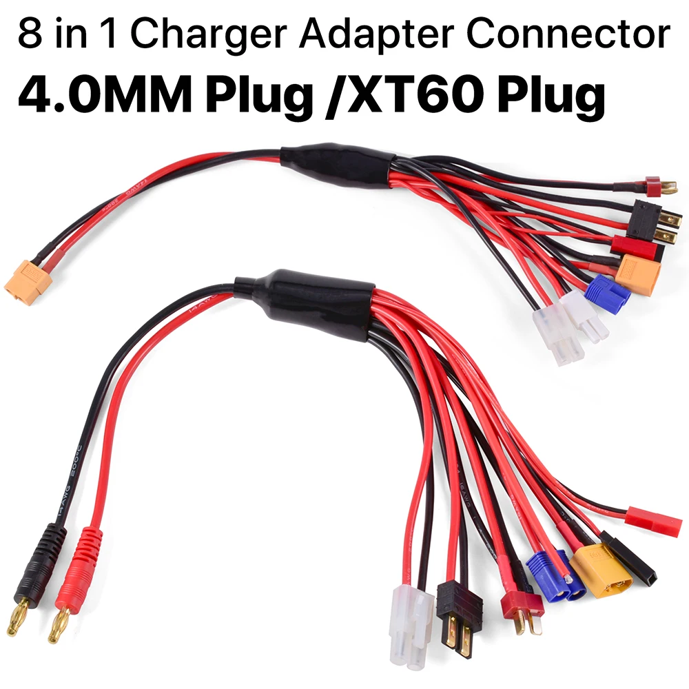 RC Charger Adapter Connector 8 In 1 Charger 4.0mm Banana/XT60 TRX Tamiya Lipo for RC Car Drone Imax B6 B6AC Battery Connector