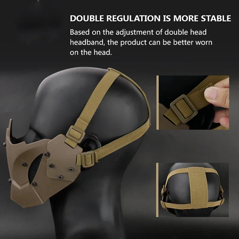 Máscara de caza de Paintball Airsoft, máscara de media cara de combate táctico, máscara protectora para juegos de guerra, uso con casco rápido o un