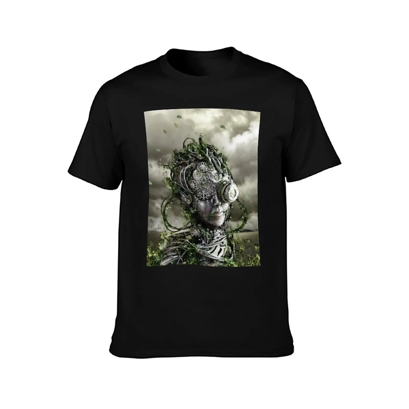 Steampunk head wrapped in the leaves of life T-Shirt Lightweight Cooling Short Sleeve Tee T-Shirt