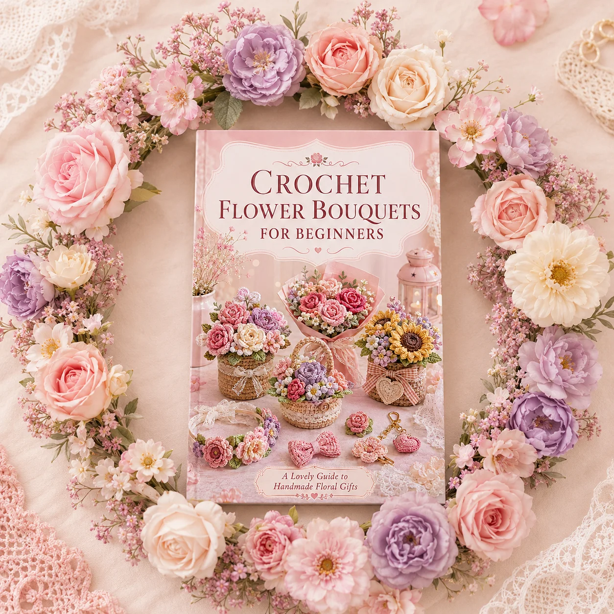 Everlasting Crochet Flower Patterns Book, Complete Beginner-Friendly Guide to Creating Beautiful Floral Arrangements, Keychains