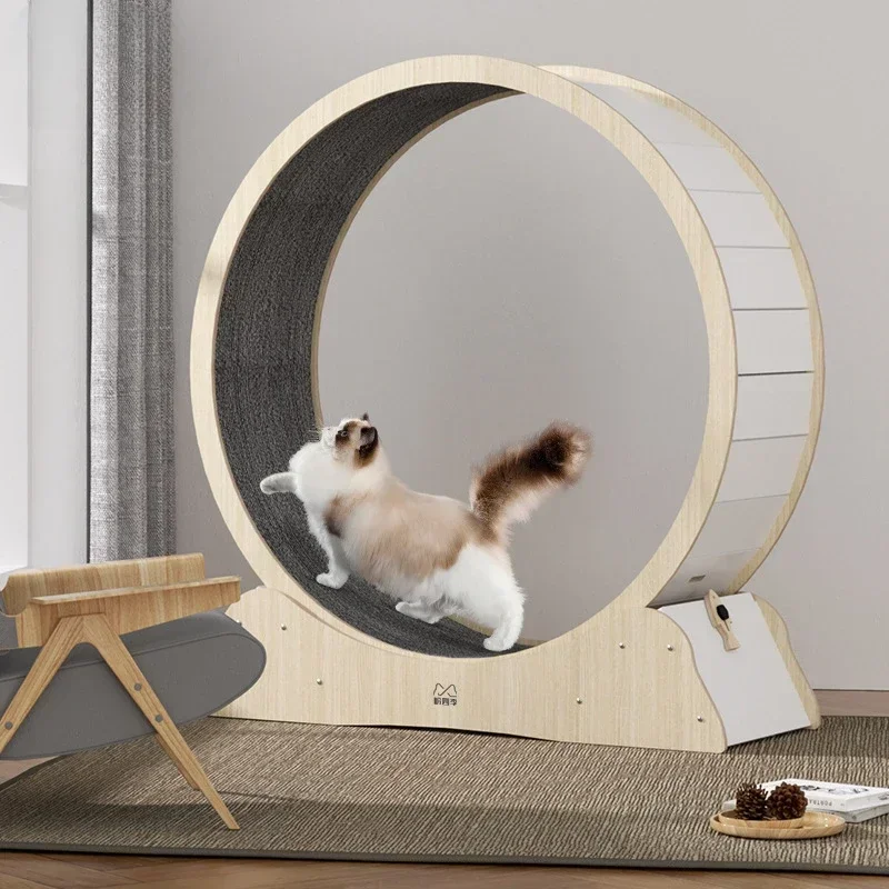 Cat Treadmill Solid Wood Multilayer Cat Training Toy Large Roller Cat Climbing Frame Pet Fitness Furniture Universal for Dogs