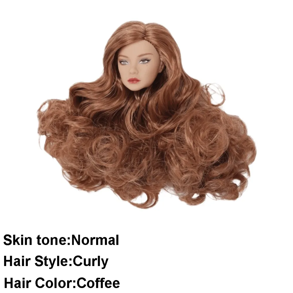 European Face Doll Head Long Hair White Normal Tan Skin Practice Makeup Head Fashion Doll Head for 11.5 Inch BJD Doll Body