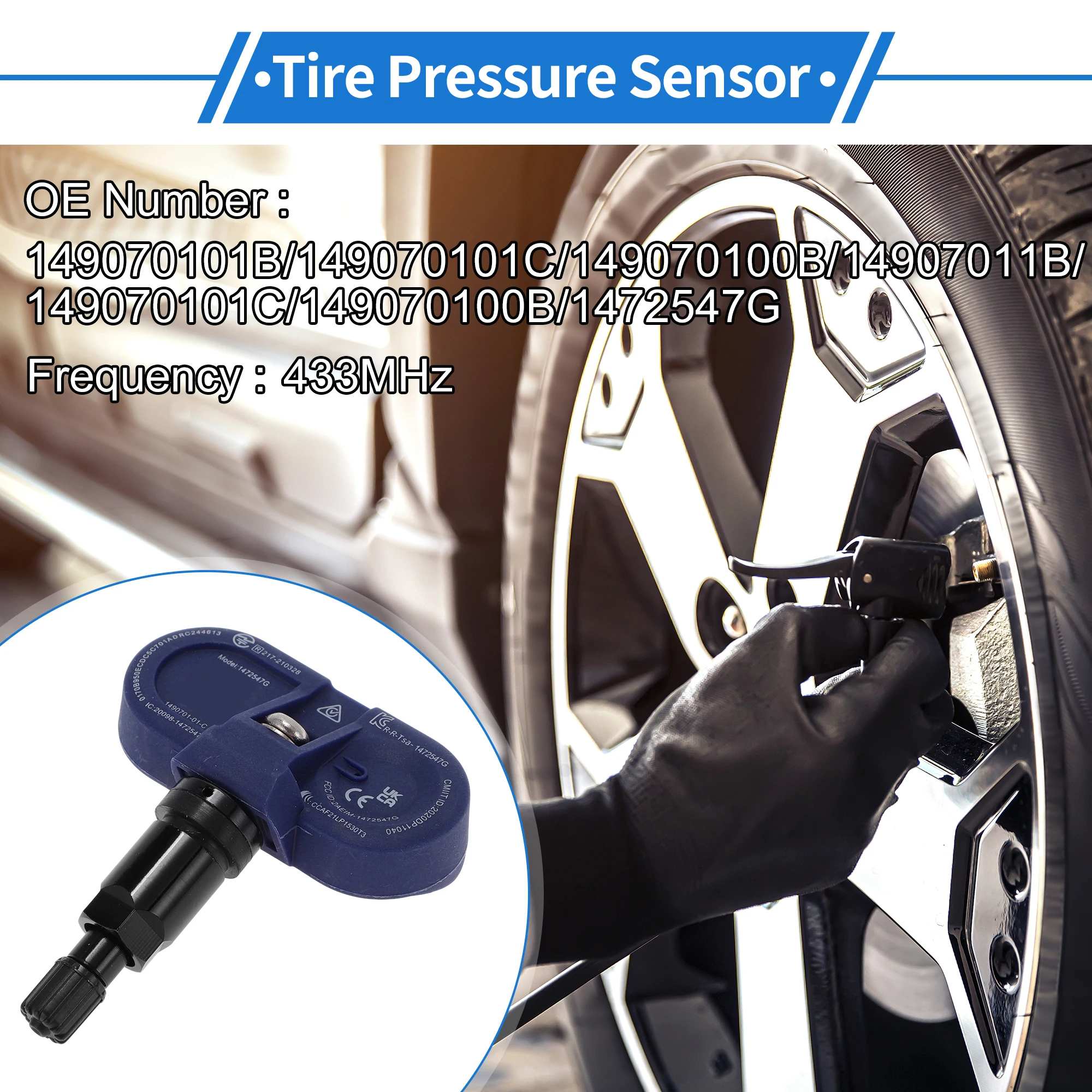

Motoforti Tire Pressure Sensor TPMS Sensor 433MHz No.1490701-01-B for Tesla Model 3