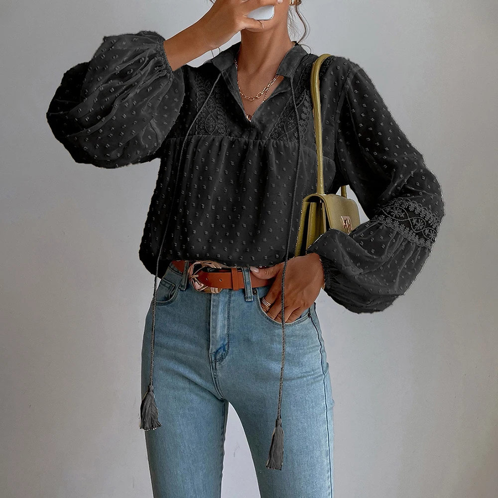 Solid Elegant Blouse for Women Clothing 2023 Korea Fashion  Long Sleeve Ladies Tunic Top Shirt Female Casual Loose Y2K Clothes