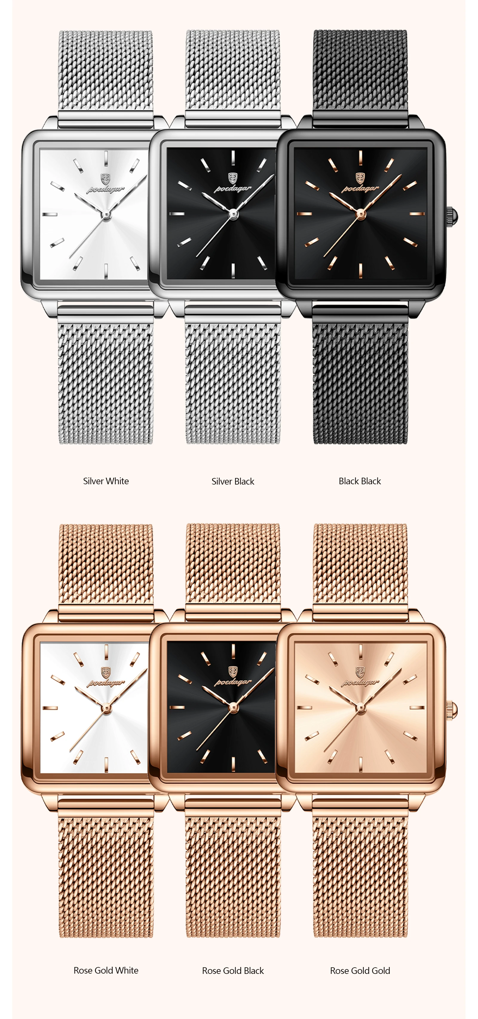 POEDAGAR Platz Mode Damen Uhr Wasserdichte Edelstahl Mesh Uhr Für Frau Elegante frauen Quarz Uhren Weibliche Reloj – Detail 5