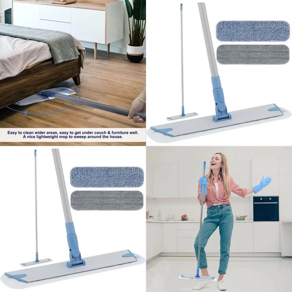 

18-inch Extendable Microfiber Floor Mop with Aluminum Handle, Wet/Dry Chenille Pads for Hardwood, Laminate, Vinyl, and Tile Floo