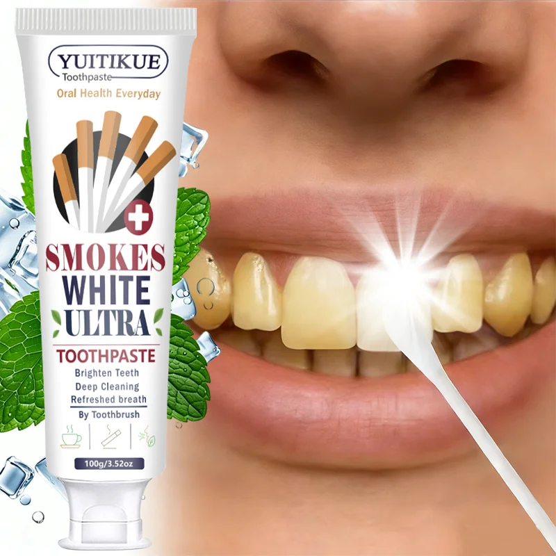 YUITIKUE Smokes White Ultra Toothpaste | For Smokers & Coffee Drinkers | Brighten Teeth & Deep Cleaning 100g