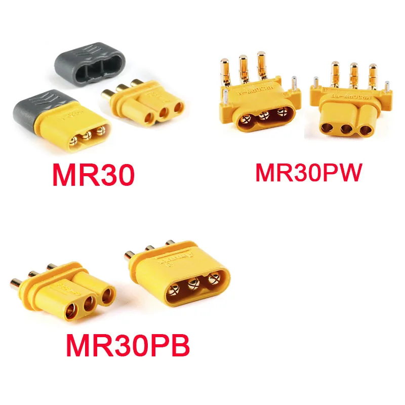 2Pcs Amass MR30 XT30 MR30PB MR30PW Female Male Bullet Connector Plug For RC Lipo Battery ESC Drone Car Quadcopter Parts