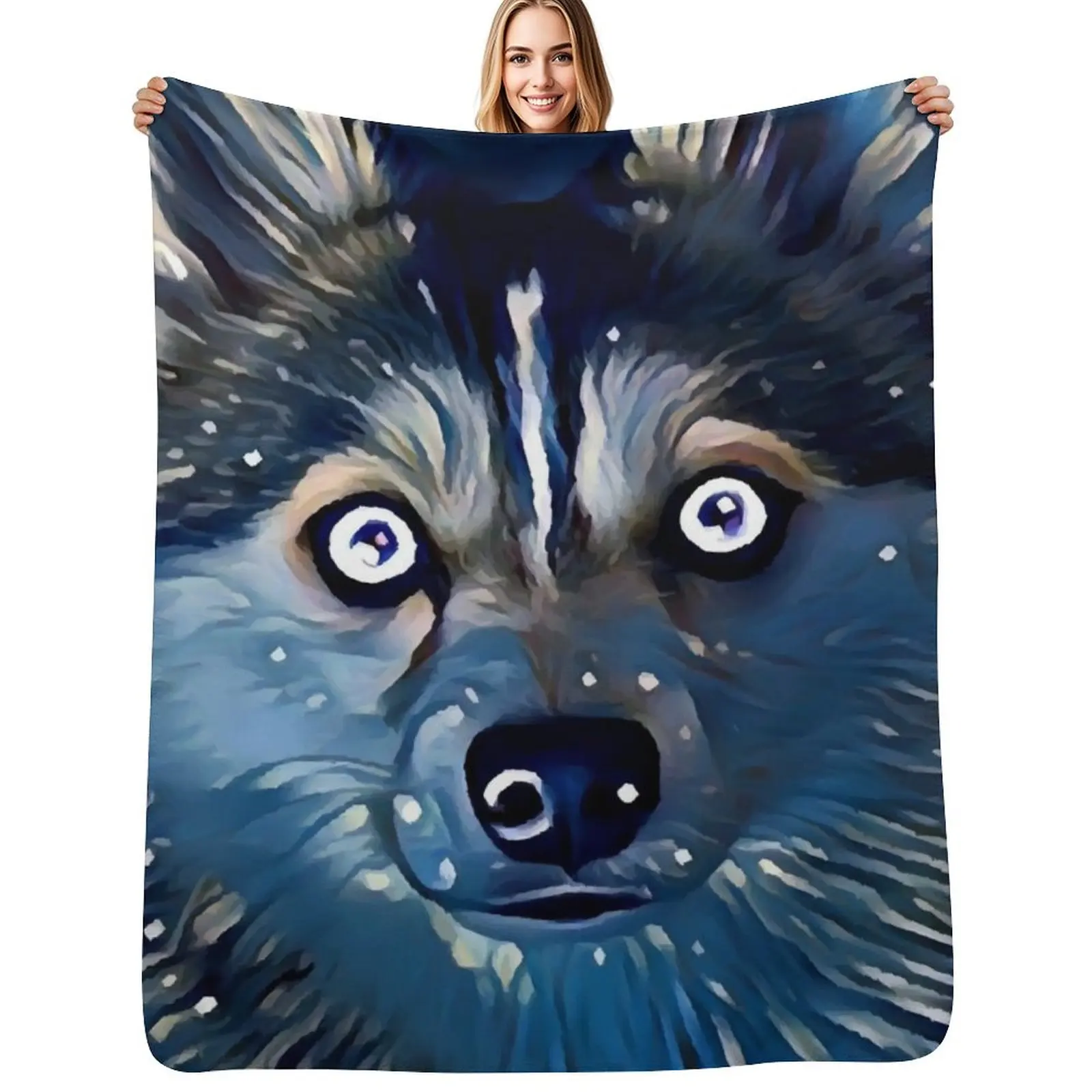 Manta Pomsky plegable, suave y cálida para uso en exteriores