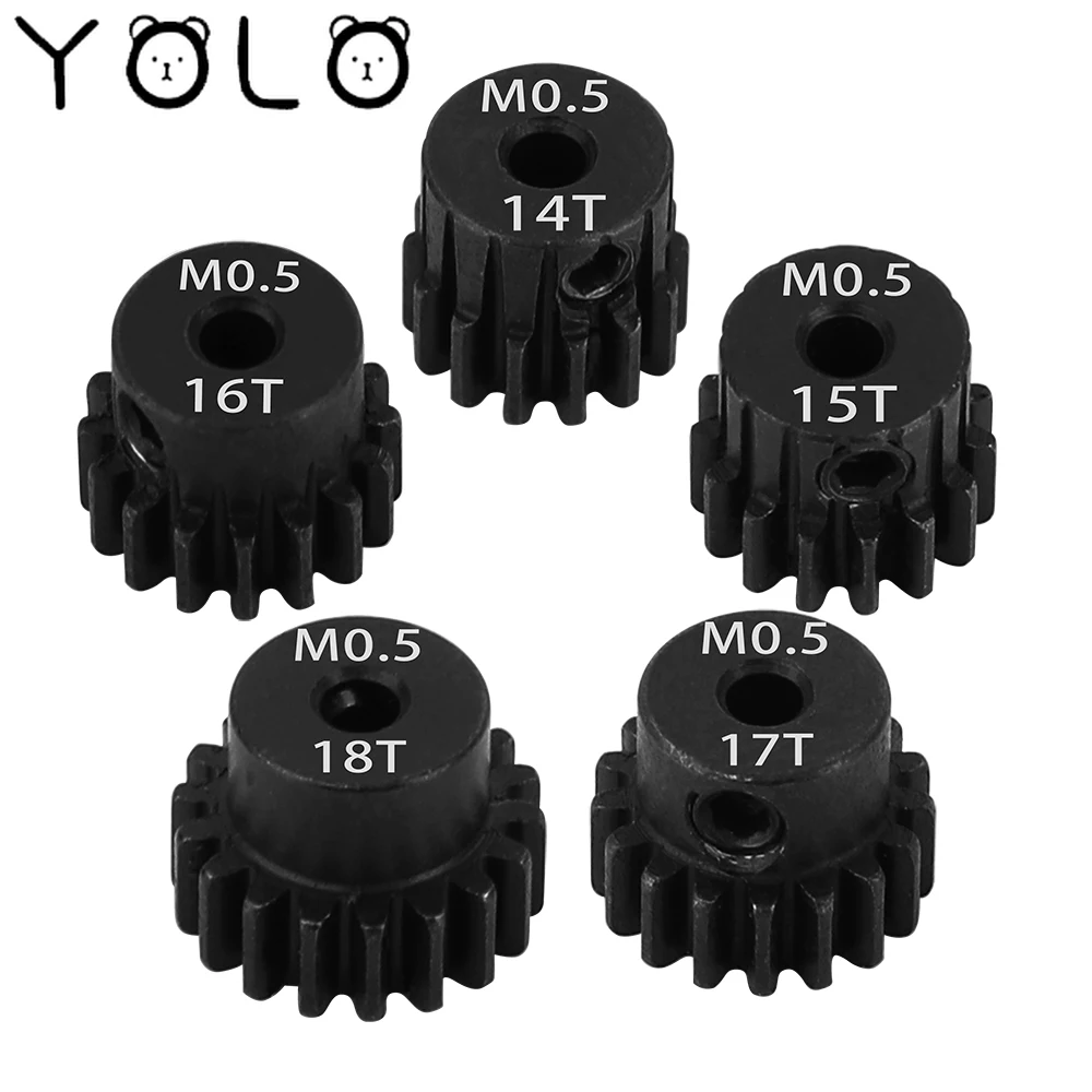 14T-18T M0.5 Metal Pinion Motor Gear for 2mm Shaft Brushless Motor Metal Antriebswellen Gear 1/28 1/24 RC Mini Car 2WD Buggy